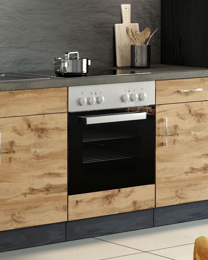 Herdumbauschrank B: 60 cm Eiche Dekor mit Arbeitsplatte - Eichefarben, MODERN, Holzwerkstoff (60/85/60cm) - Held