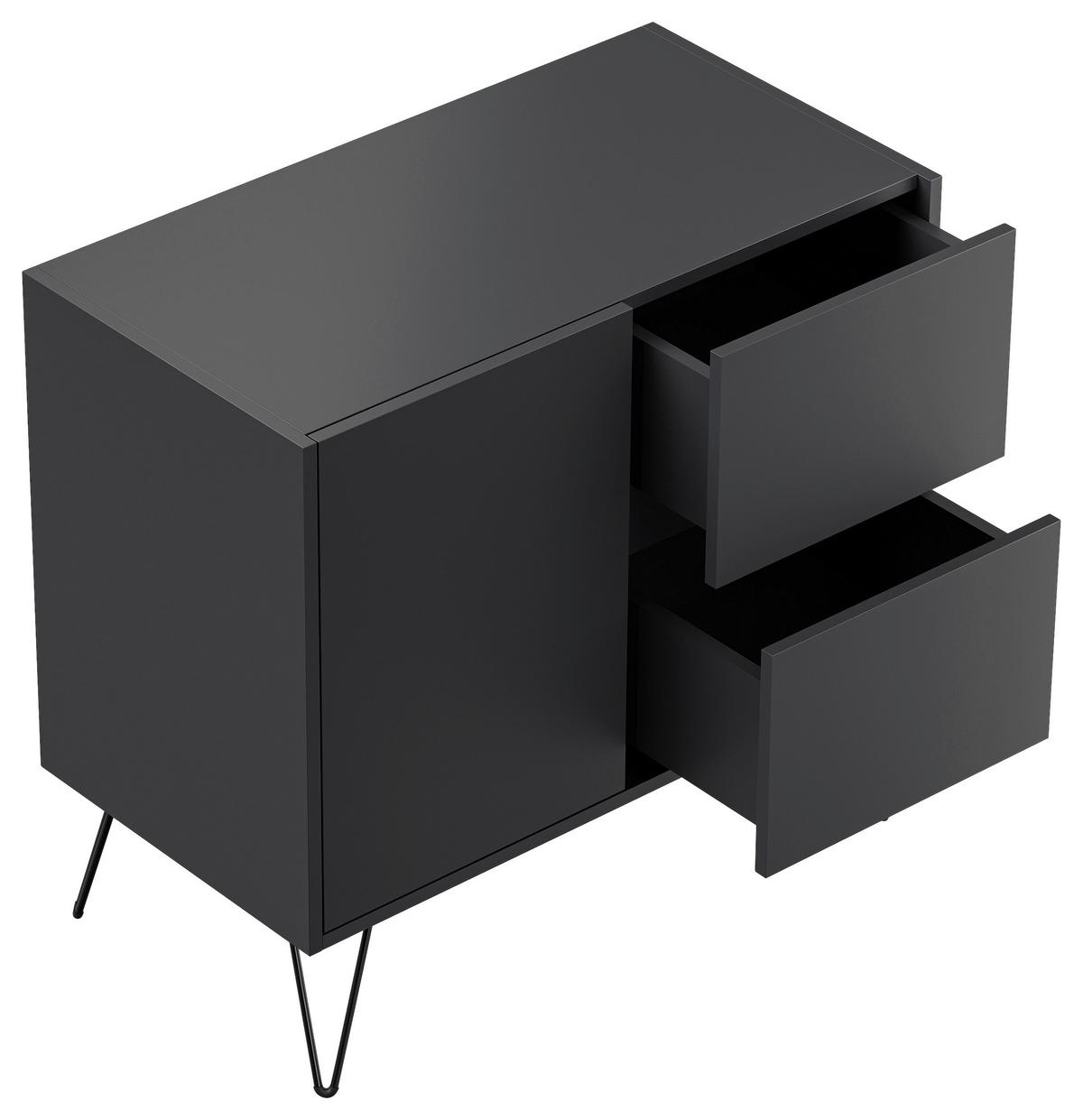 Sideboard Posseik Industrial Graphitfarben B: 79 cm - Graphitfarben/Schwarz, Design, Holzwerkstoff (79/75,8/42cm) - MID.YOU