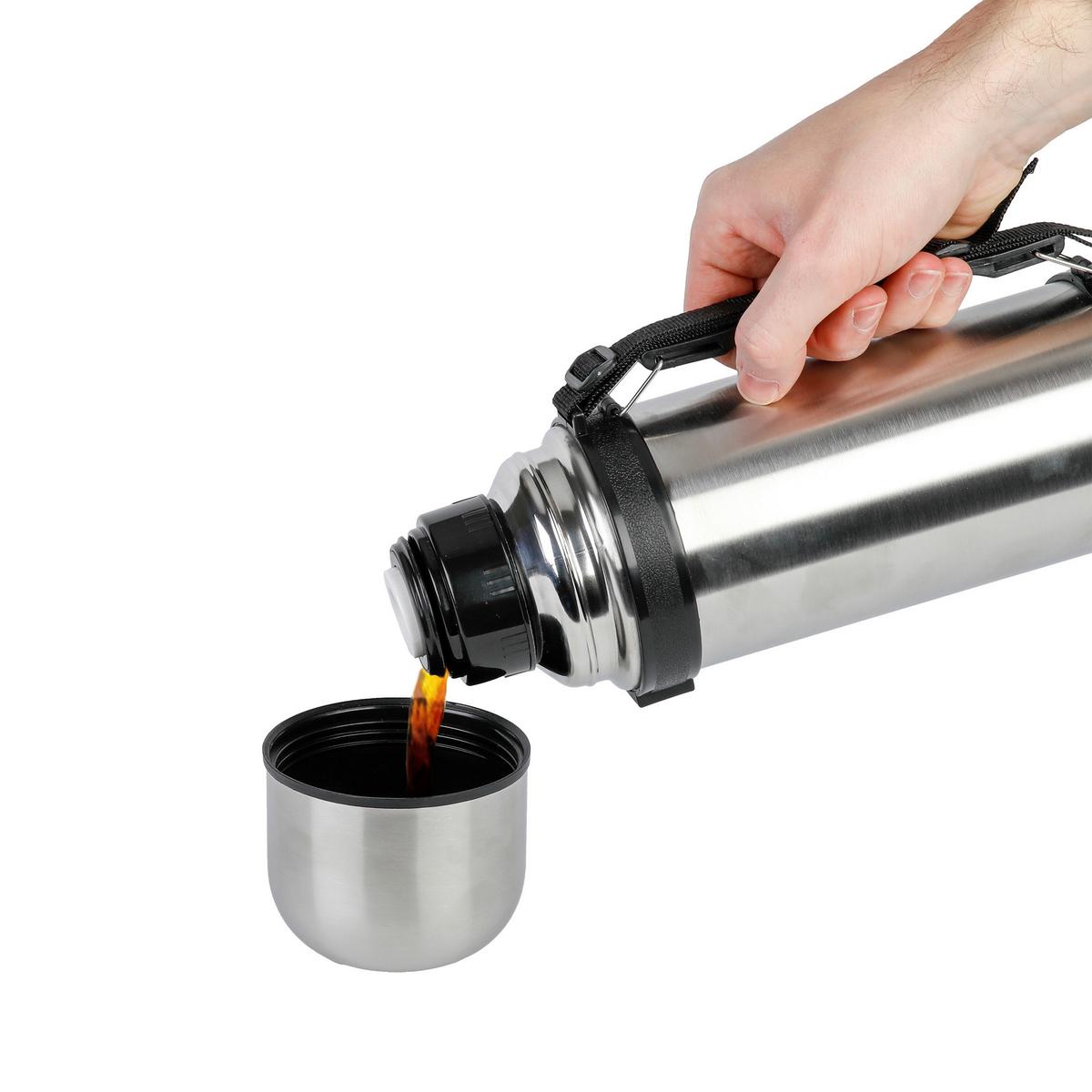 Isolierflasche Almi - Edelstahlfarben/Schwarz, Basics, Kunststoff/Metall (9,5/9,5/28,5cm) - Luca Bessoni