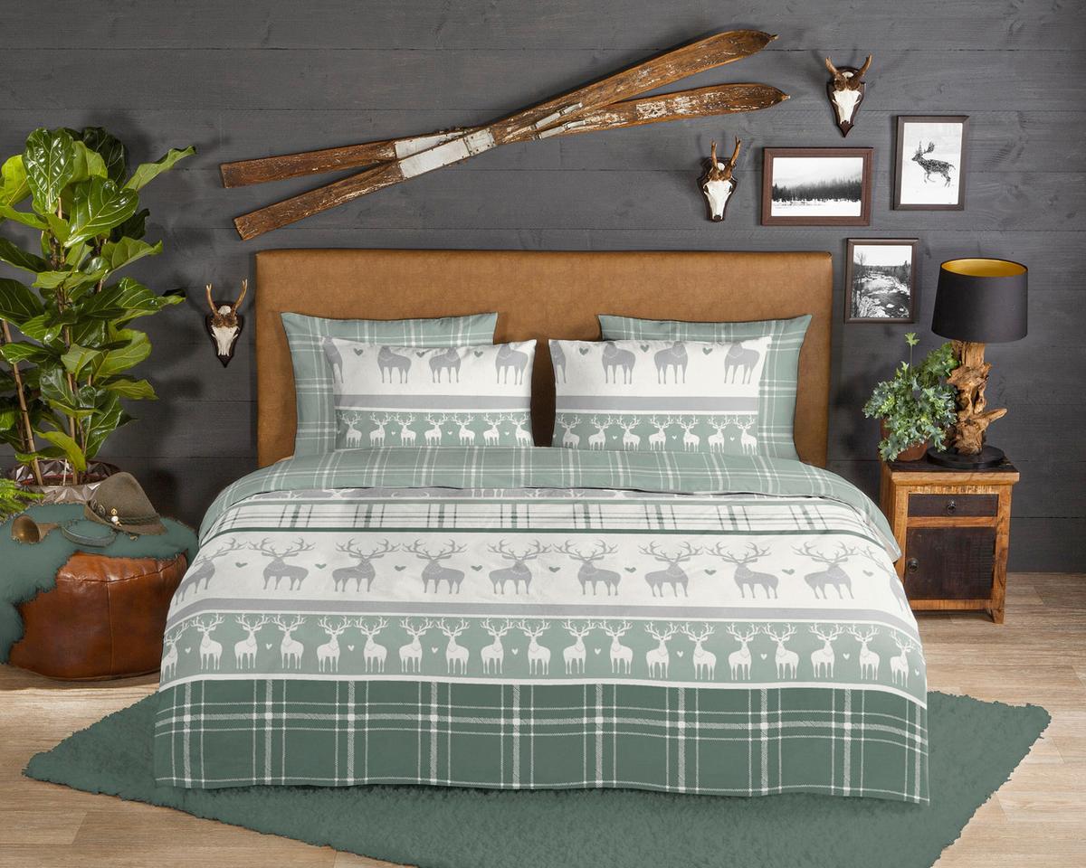 BETTWÄSCHE BJIRK - Grün, Basics, Textil (140/200cm)