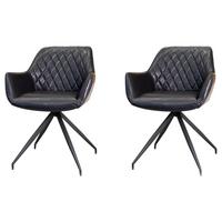 Armlehnstuhl-set Gabi Schwarz - Schwarz, KONVENTIONELL, Textil/Metall (62/82/61cm) - MID.YOU