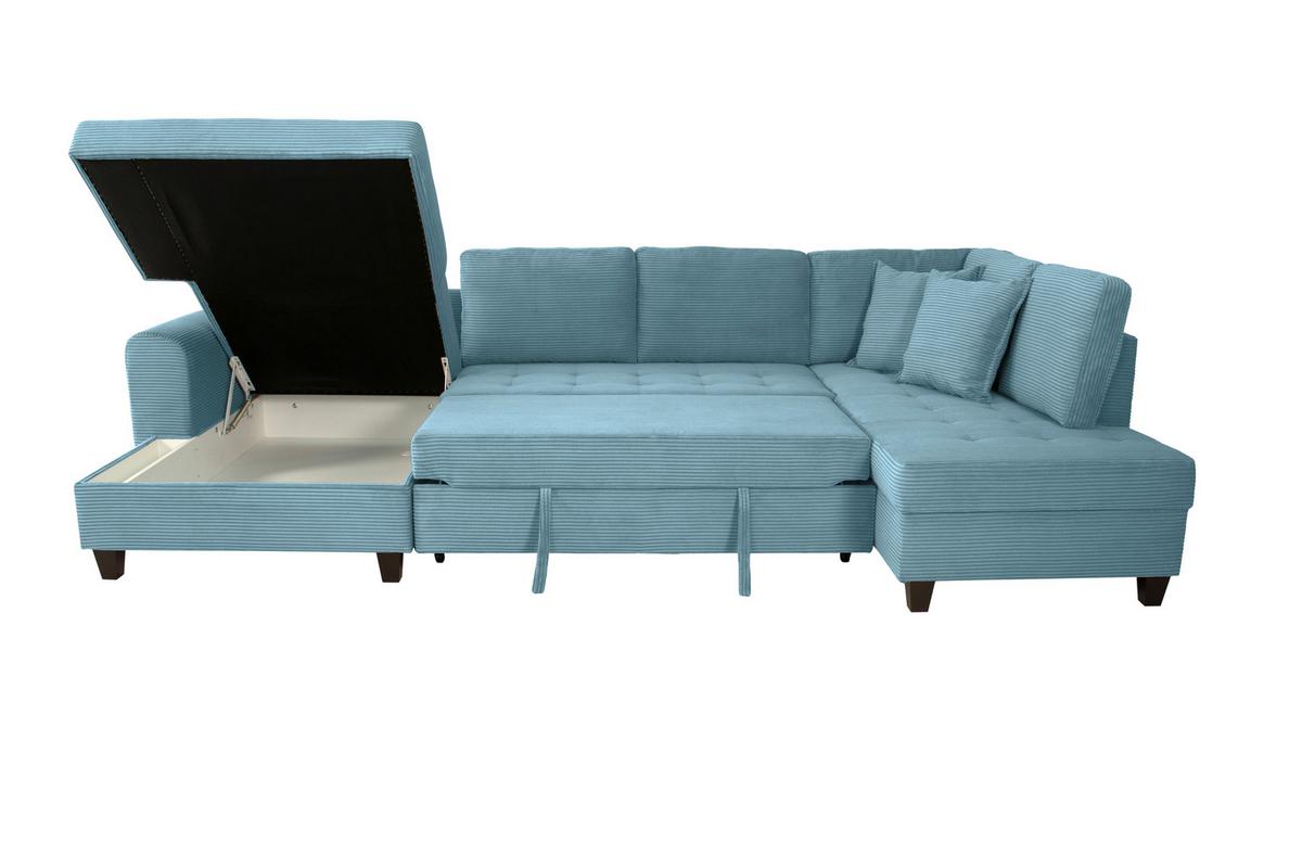 Wohnlandschaft Moritz Hellblau U-Form:155x324x178 Cm - Hellblau, Trend, Textil (155/324/178cm)