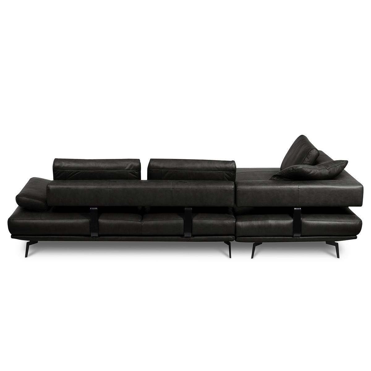 Ecksofa Como Echtleder Schwarz 237x306 - Schwarz/Grau, Design, Leder (237/306cm) - Livetastic