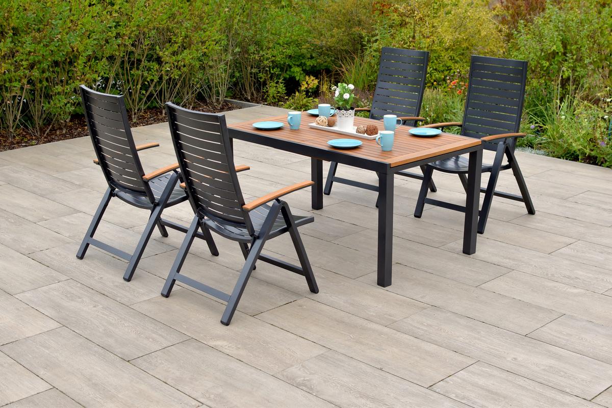 Gartenmöbel Set 5-Tlg Astros Aus Akazienholz/Metall - Graphitfarben/Naturfarben, MODERN, Holz/Metall - Gardenson