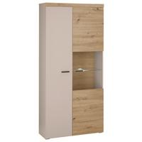 Vitrine Strada Giga *ph* Eiche Artisan/Kashmir, B: 91cm - Kaschmir/Schwarz, Trend, Glas/Holzwerkstoff (91/193/32cm)