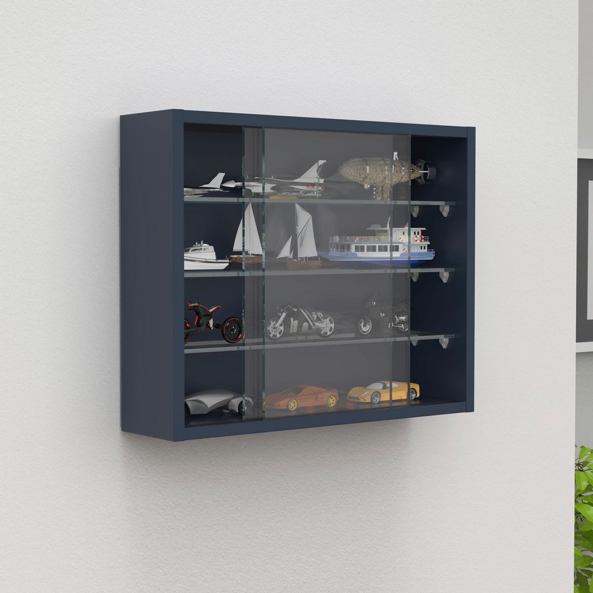 Hängevitrine Drivalo Anthrazit B: 50 cm - Transparent/Anthrazit, Design, Glas/Holzwerkstoff (50/40/12cm) - MID.YOU