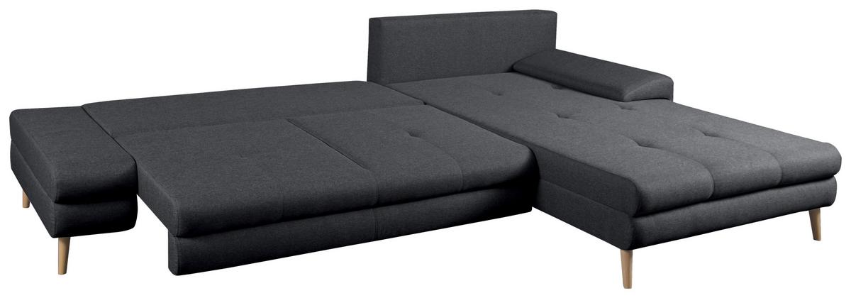 Ecksofa Floby Mit Zierkissen Dunkelgrau - Dunkelgrau/Erlefarben, Trend, Textil (313/215cm) - MID.YOU