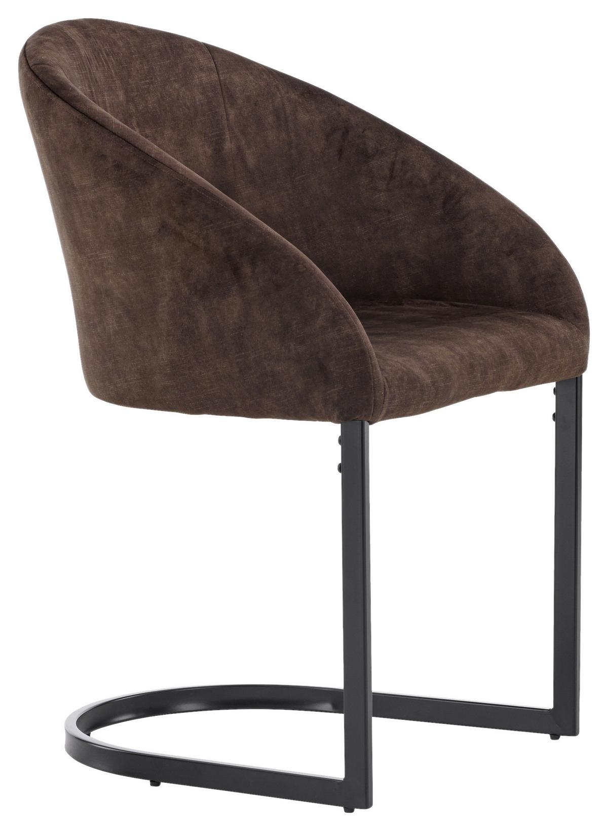 Stuhl-Set Evening - Dunkelbraun/Schwarz, Design, Textil/Metall (56/82/65cm) - Livetastic