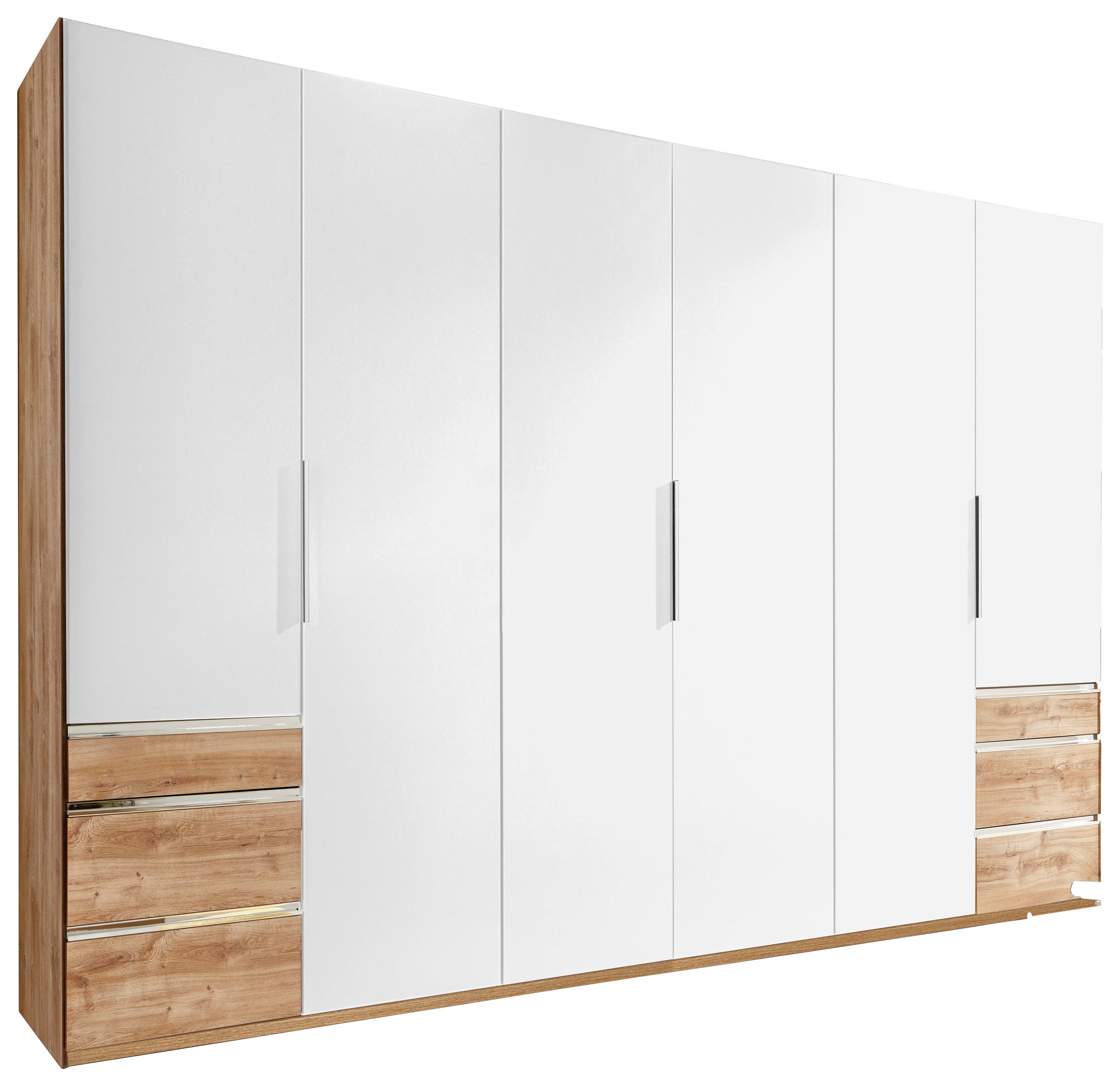 Drehtürenschrank M. Schubladen 300cm Level 36a, Weiß/eiche