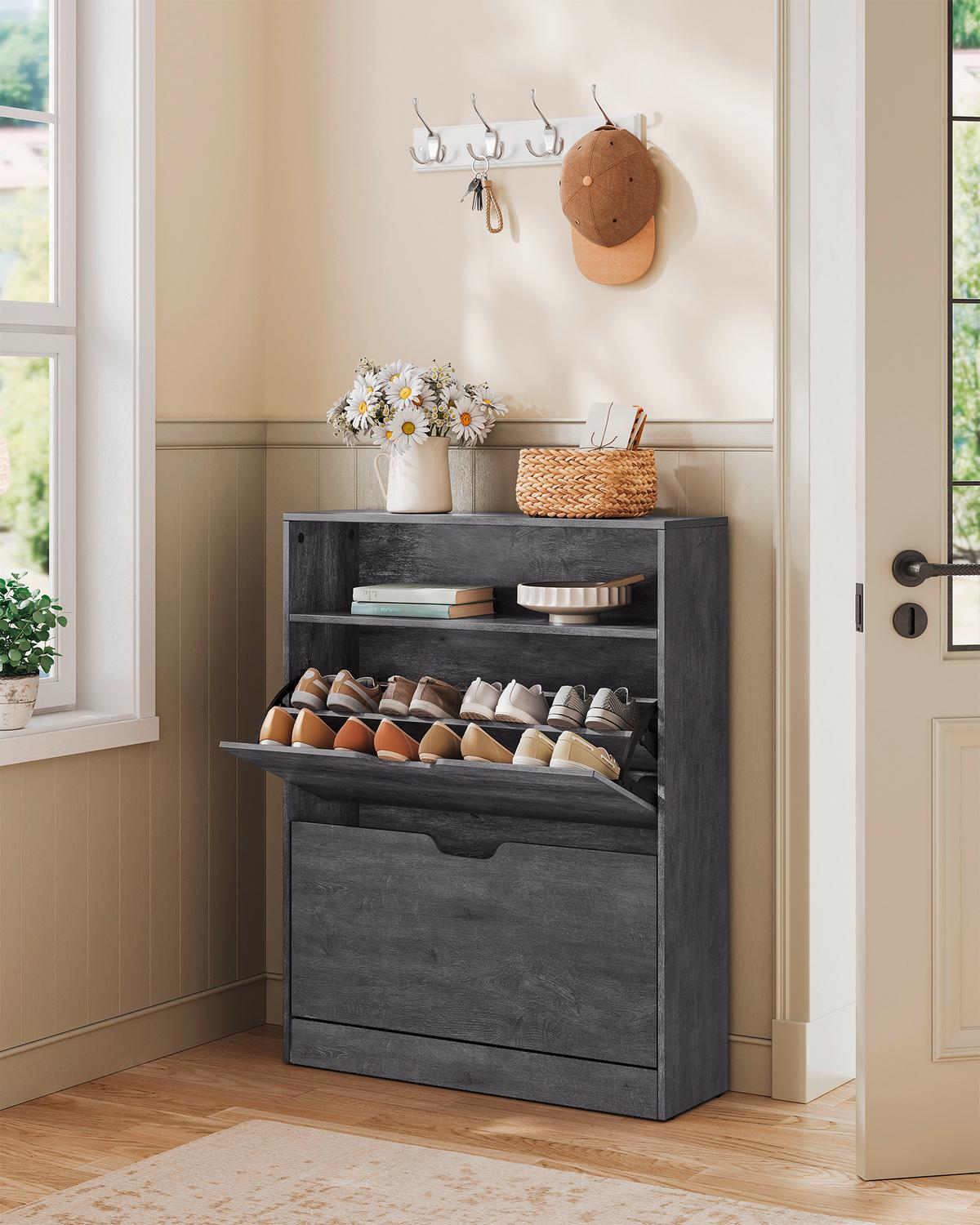 VYKLÁPĚCÍ BOTNÍK SHOE CABINET - šedá, Moderní, kompozitní dřevo (80/102/24cm) - MID.YOU