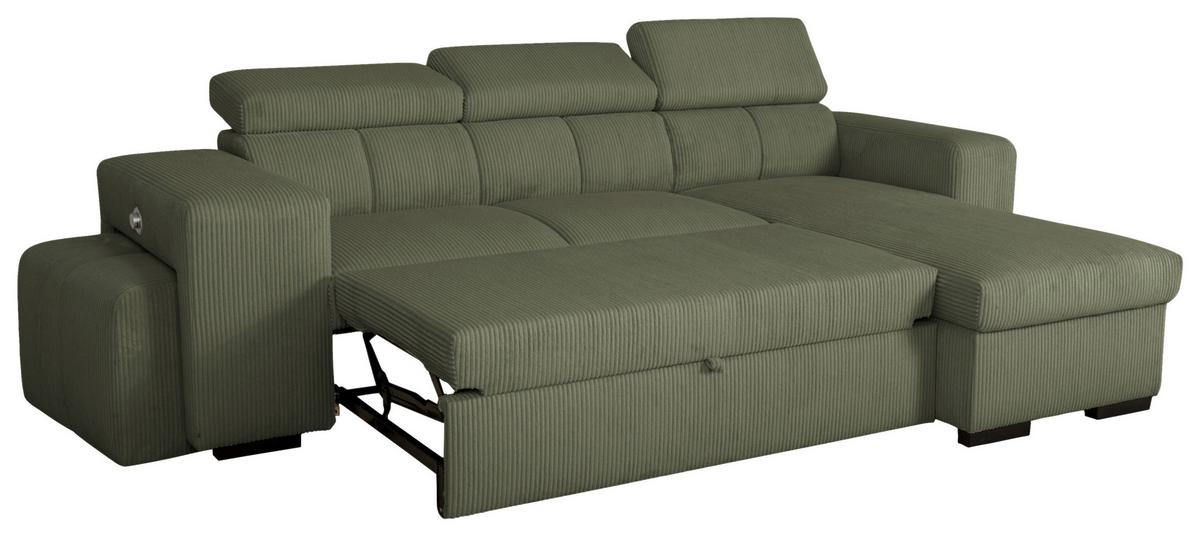 Ecksofa Sirius M olivgrün, 251x165cm - Olivgrün, KONVENTIONELL, Holz/Holzwerkstoff (251/165cm)