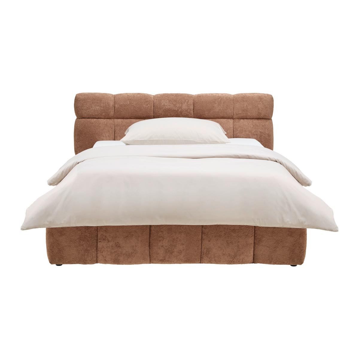 Čalúnená posteľ MONTE 120x200, svetlohnedá - svetlohnedá/čierna, Konventionell, textil/plast (120/200cm) - Based