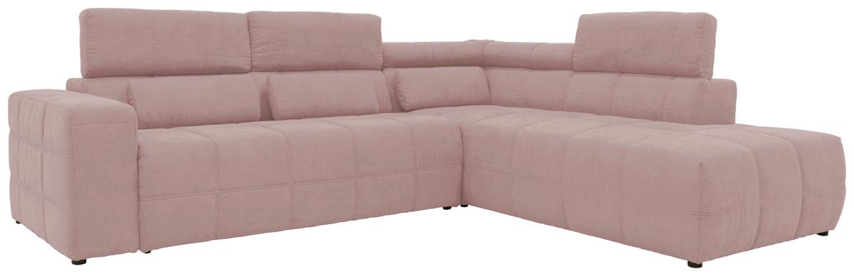Ecksofa + Kopfteilverstellung Brandon Pink Mikrofaser - Schwarz/Rosa, Design, Textil (275/228cm) - MID.YOU