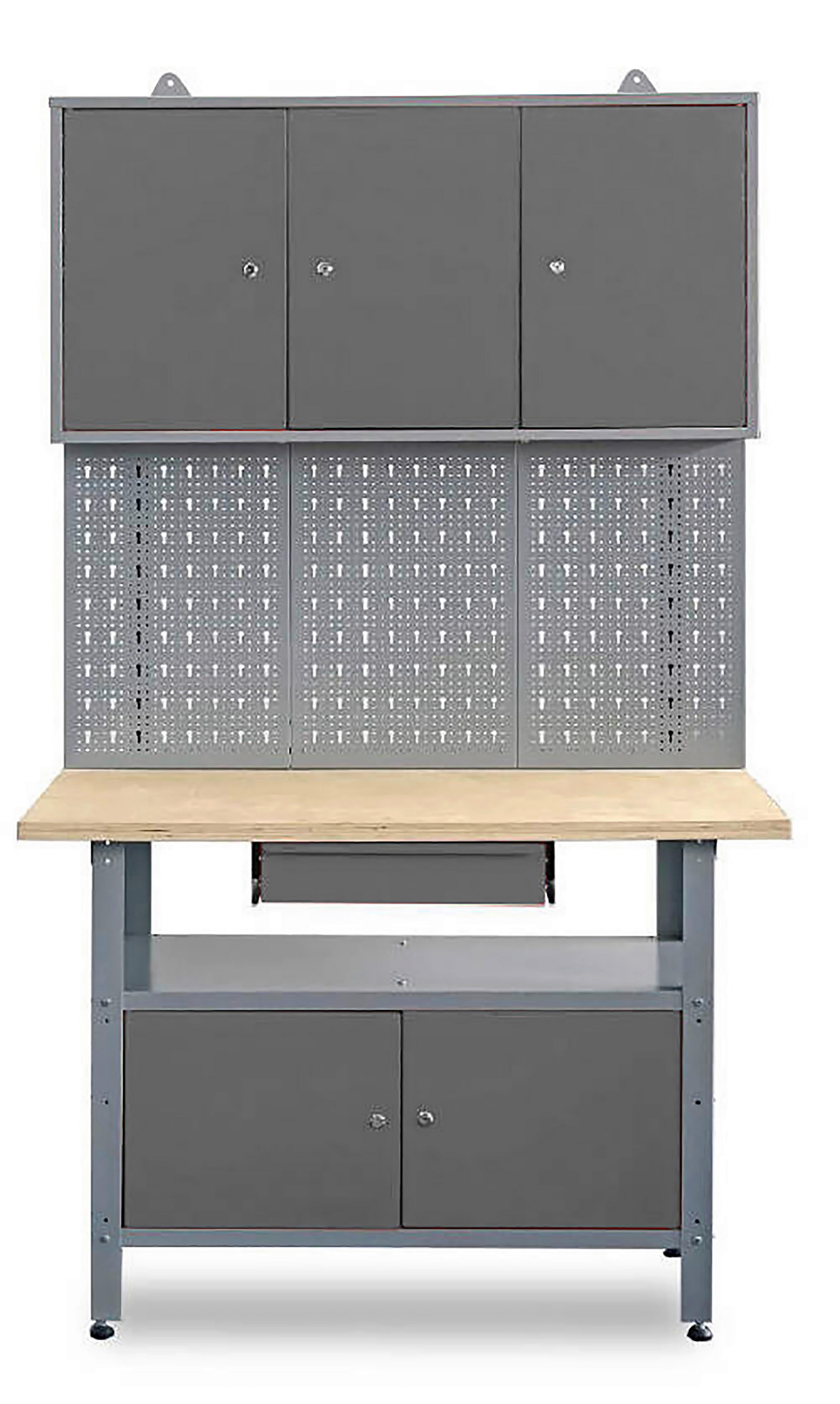 WERKBANK KARL - Anthrazit, Trend, Holzwerkstoff/Kunststoff (120/60/204cm) - Homezone