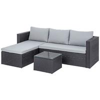 Lounge-garnitúra Sky - fekete/sötétszürke, Modern, műanyag/Üveg (137/198cm) - Ondega