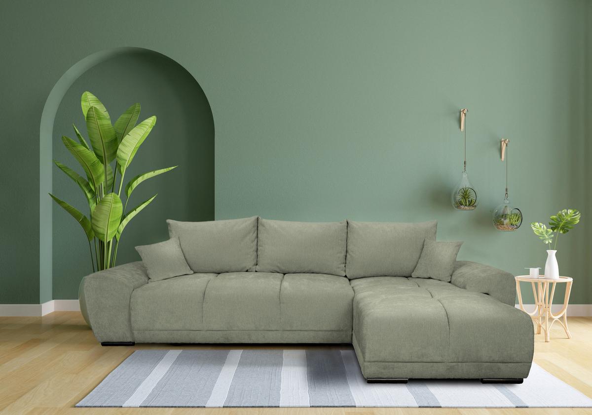Rohová sedačka BONN, obojstranná,mätovozel.ženilka - čierna/mätovozelená, Modern, textil/plast (296/182cm)