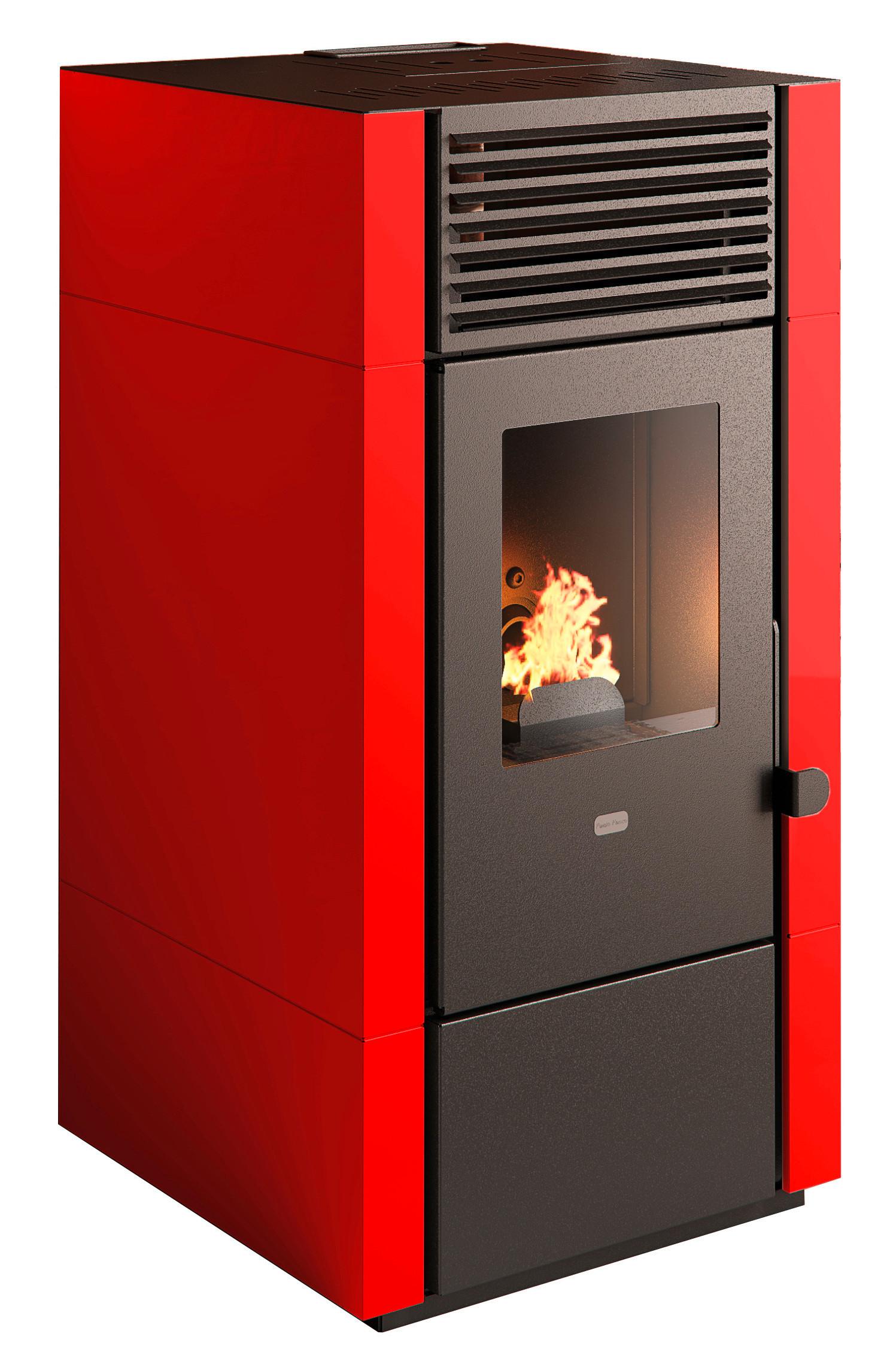 Pelletofen Poly Rot Metall 8 Kw - Rot, Basics, Metall (46/91/50cm)