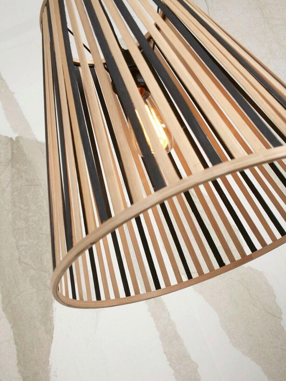 Hängeleuchte Merapi Naturfarben/Schwarz B: 30 cm - Schwarz/Naturfarben, Trend, Holz (30/30/30cm) - Good & Mojo