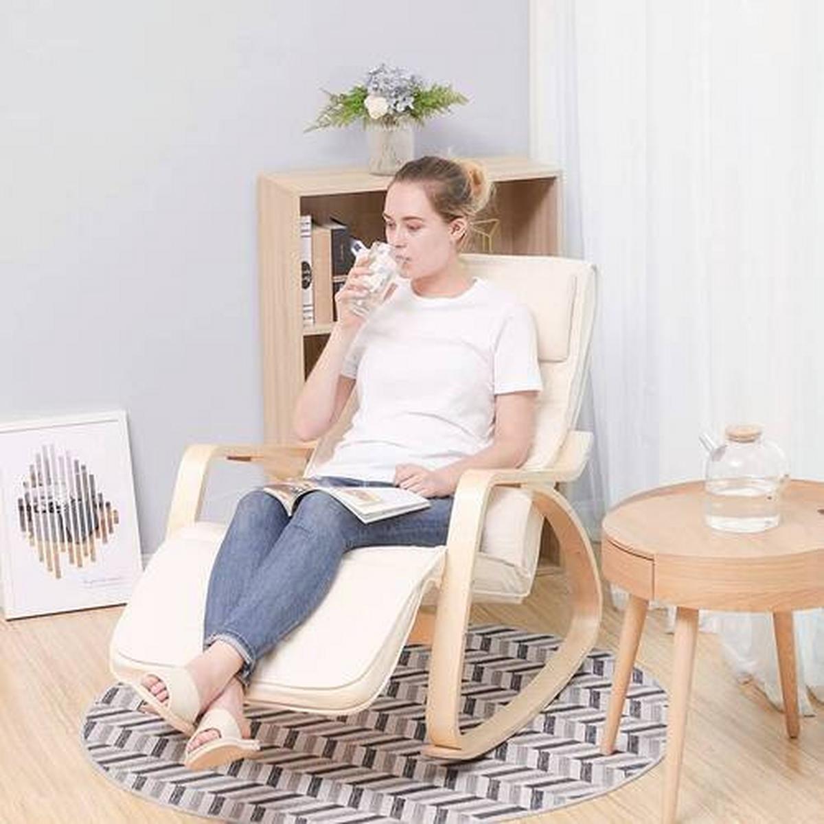 Relaxačné kreslo s vankúšom béžové - béžová, Trend, drevo/textil (115/91/55cm) - Boxxx