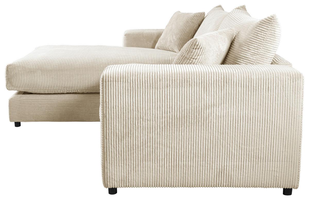 Ecksofa Funny S Links Creme mit Hocker B: 265 cm - Creme/Schwarz, Basics, Textil (180/265cm) - Livetastic
