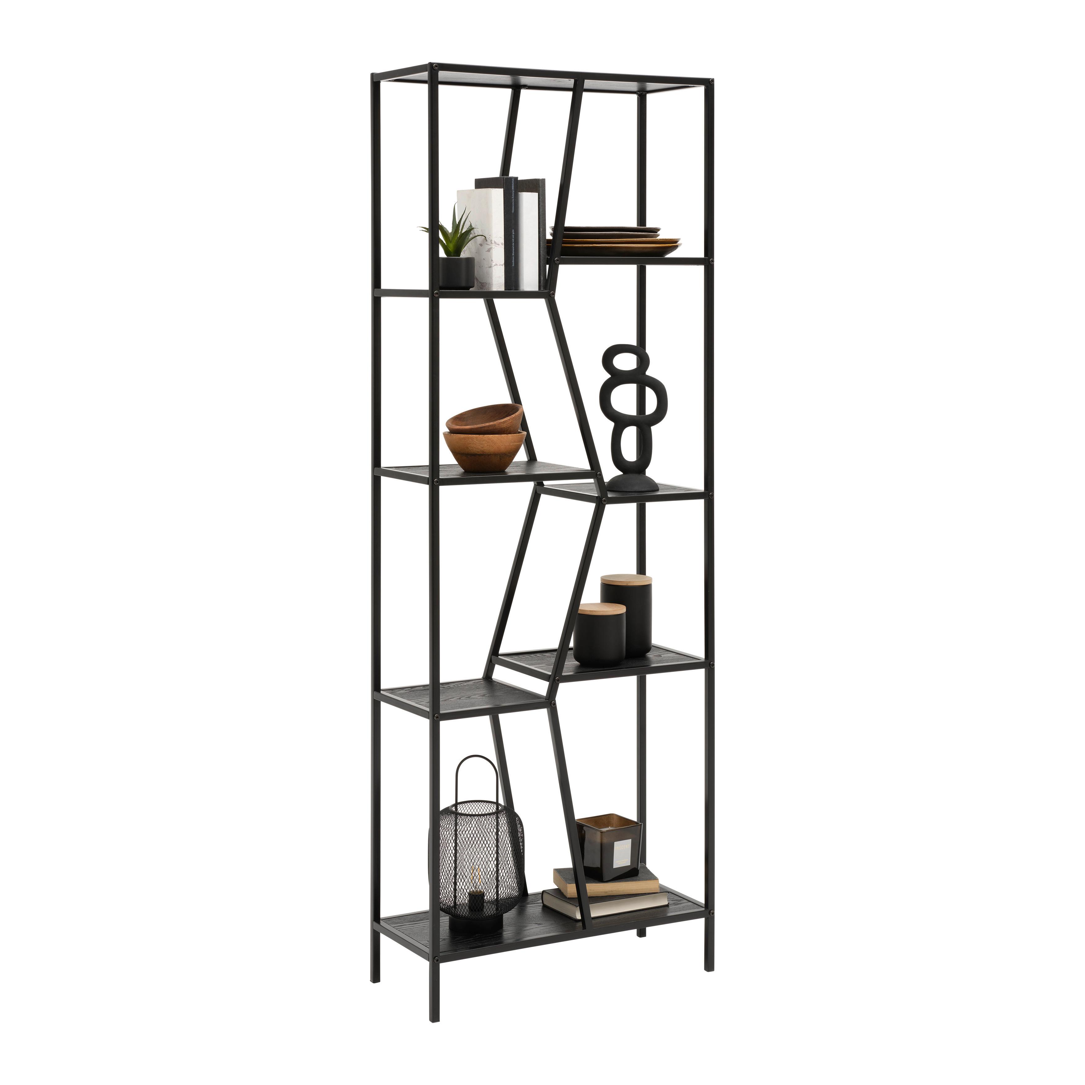 Regál AMANA čierna - čierna, Modern, kov/drevo (60/170/26cm) - Mömax