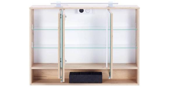 Spiegelschrank Fresh mit Led 3-Türig BxHxT: 100x75x20 cm - Weiß/Eiche Artisan, KONVENTIONELL, Glas/Holzwerkstoff (100/75/20cm) - Ondega