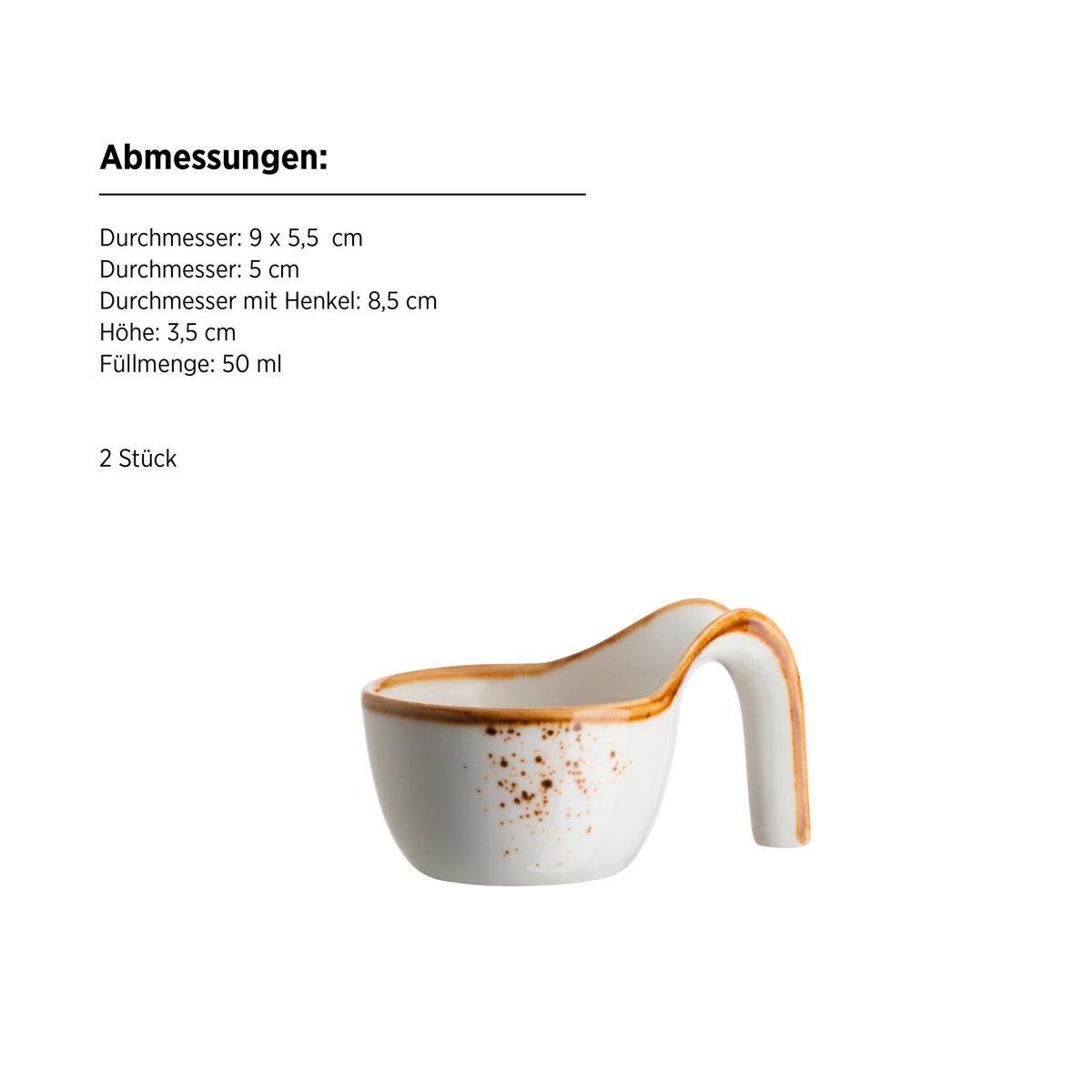 Kombiservice Pintar Weiß Hellbraun 8-Teilig - Hellbraun/Weiß, Basics, Keramik - Mäser