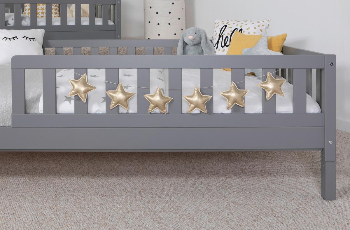 Bodenbett 120/200 Cm Hellgrau Inkl. Laden - Hellgrau/Naturfarben, MODERN, Holz (120/200cm) - MID.YOU