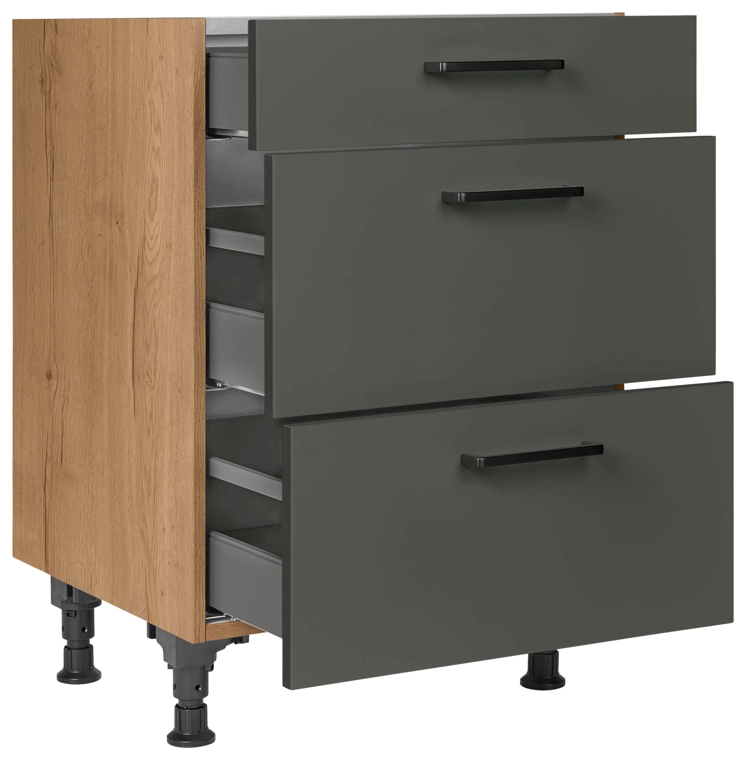 Schubkastenunterschrank Easytouch - Eichefarben/Grün, MODERN, Holzwerkstoff (60/87/56cm) - Nobilia