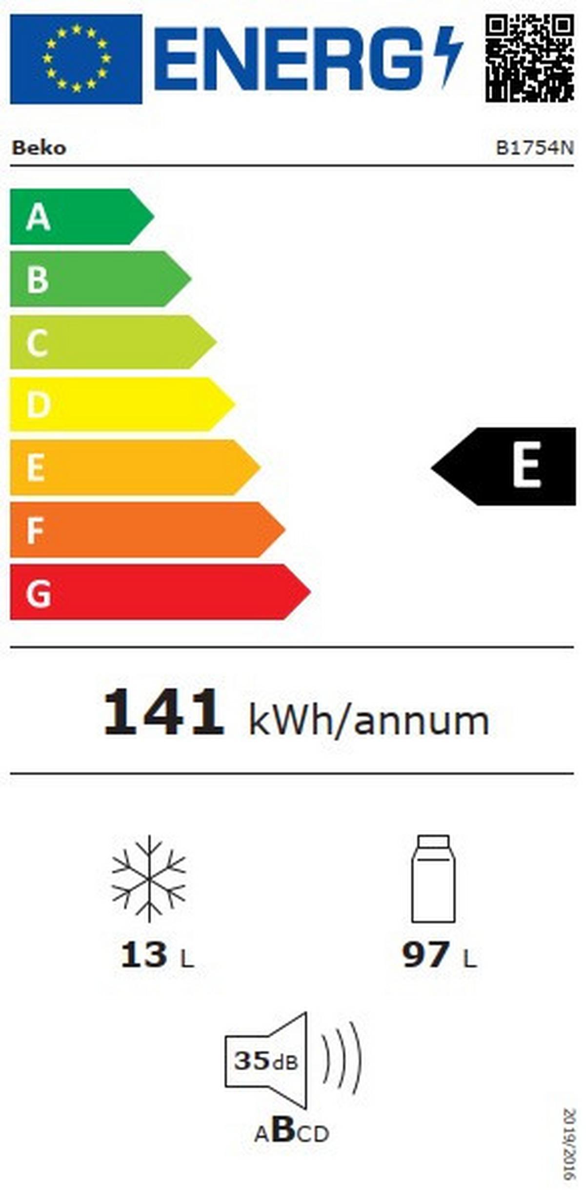 Kühlschrank B1754n                  -Beko- - Weiß, Basics, Glas (54,5/86,6/54,5cm) - Beko