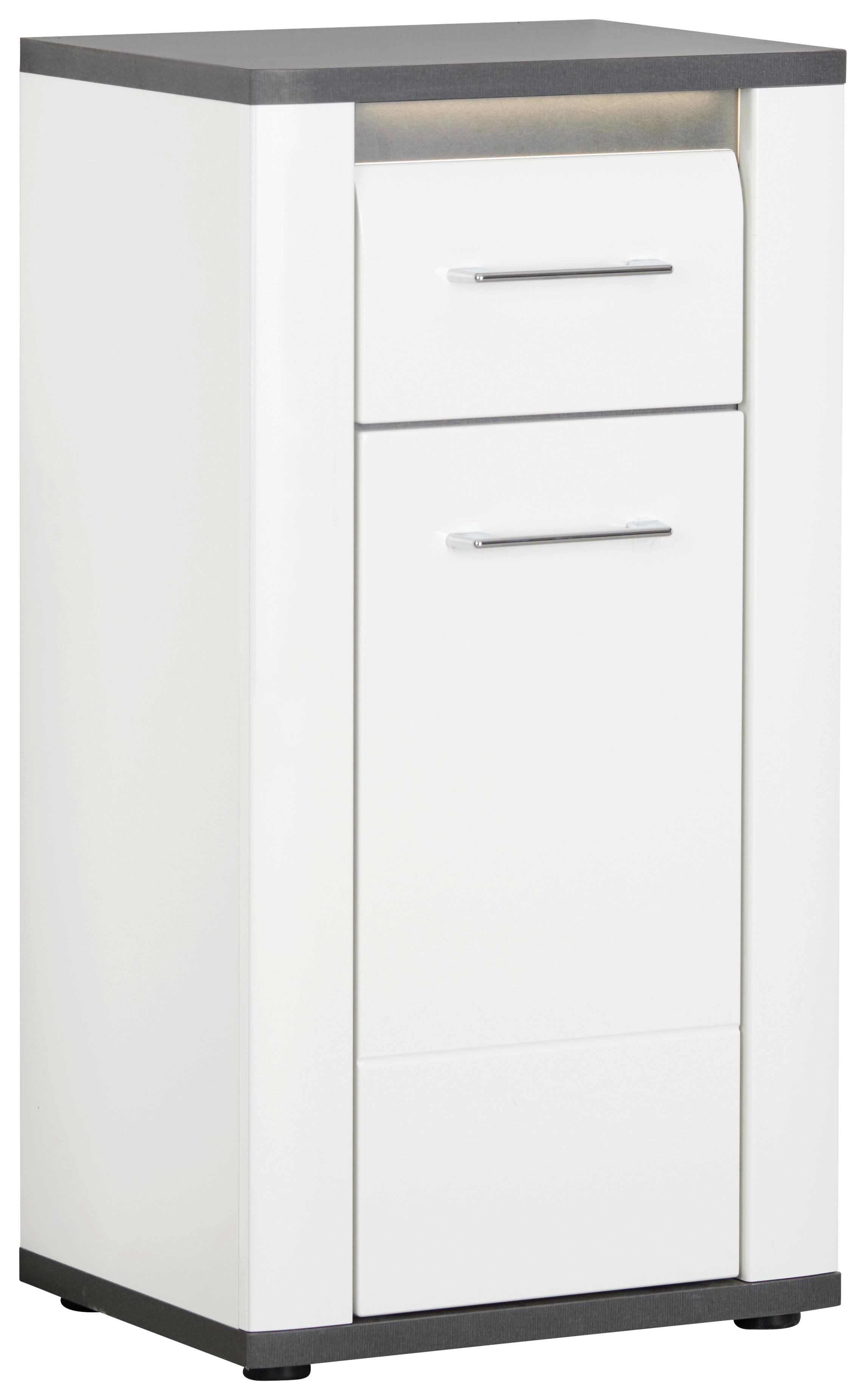 Unterschrank Mit Soft-Close + Led Alassio B: 42,4 cm, Weiß - Schwarz/Weiß, MODERN, Holzwerkstoff (42,4/81,8/33cm) - Luca Bessoni