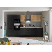 Küchenblock Turin Schwarz/eiche Dekor B: 340 Cm - Schwarz/Eiche Artisan, Basics, Holzwerkstoff (340cm) - MID.YOU