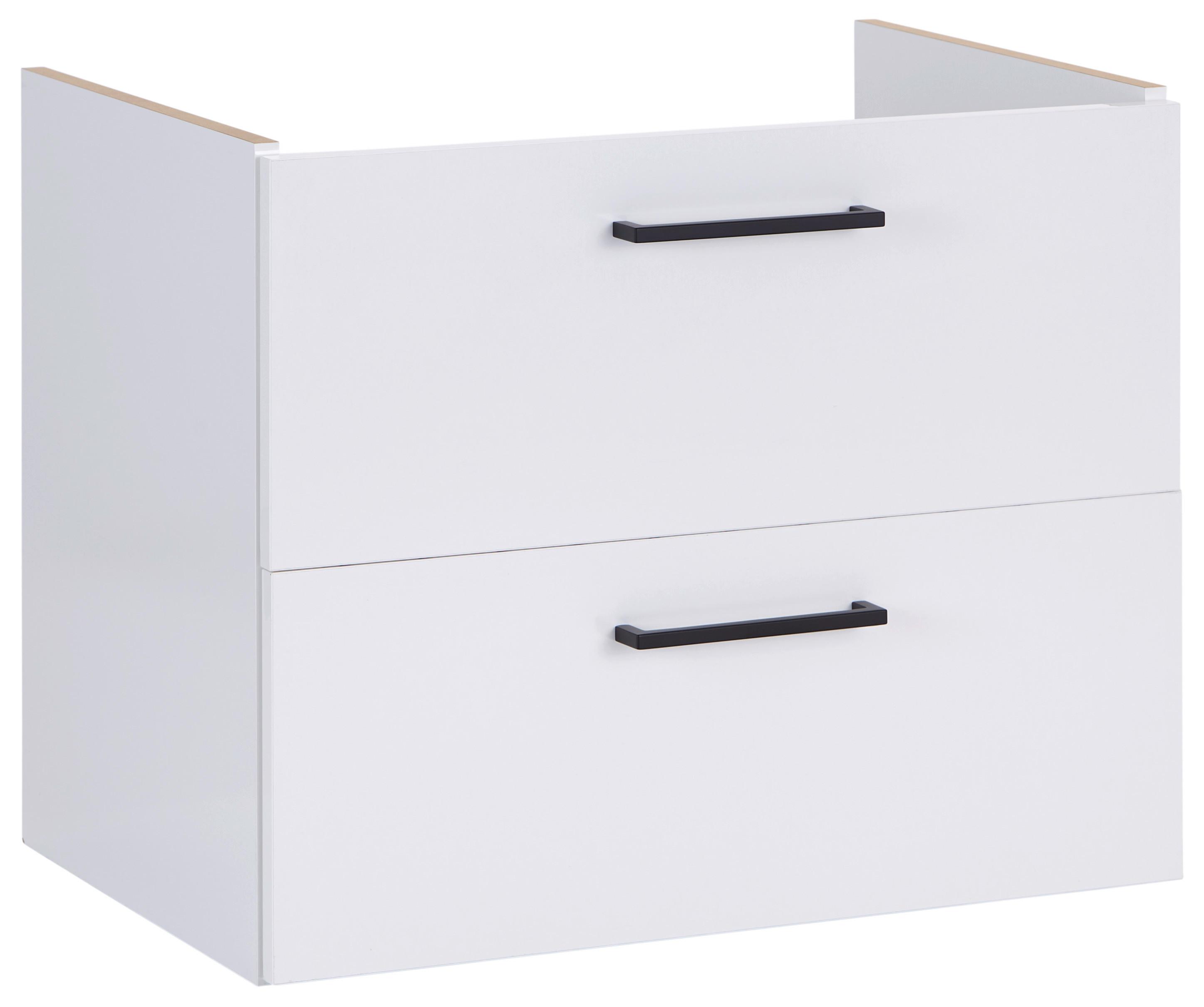 Waschbeckenunterschrank Bavelli B: 62 Cm Eiche Dekor - Weiß, KONVENTIONELL, Holzwerkstoff (62/52/44cm)