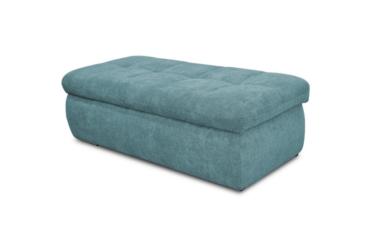 Hockerbank Moric Mikrofaser Petrol H: 43 cm inkl. Stauraum - Chromfarben/Petrol, KONVENTIONELL, Textil (136/43/64cm) - MID.YOU