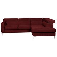 Ecksofa Sammy Dunkelrot - Chromfarben/Dunkelrot, Design, Textil (242/207cm) - Livetastic