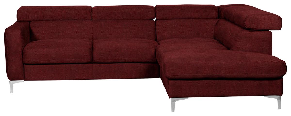 Ecksofa Sammy Dunkelrot - Chromfarben/Dunkelrot, Design, Textil (242/207cm) - Livetastic
