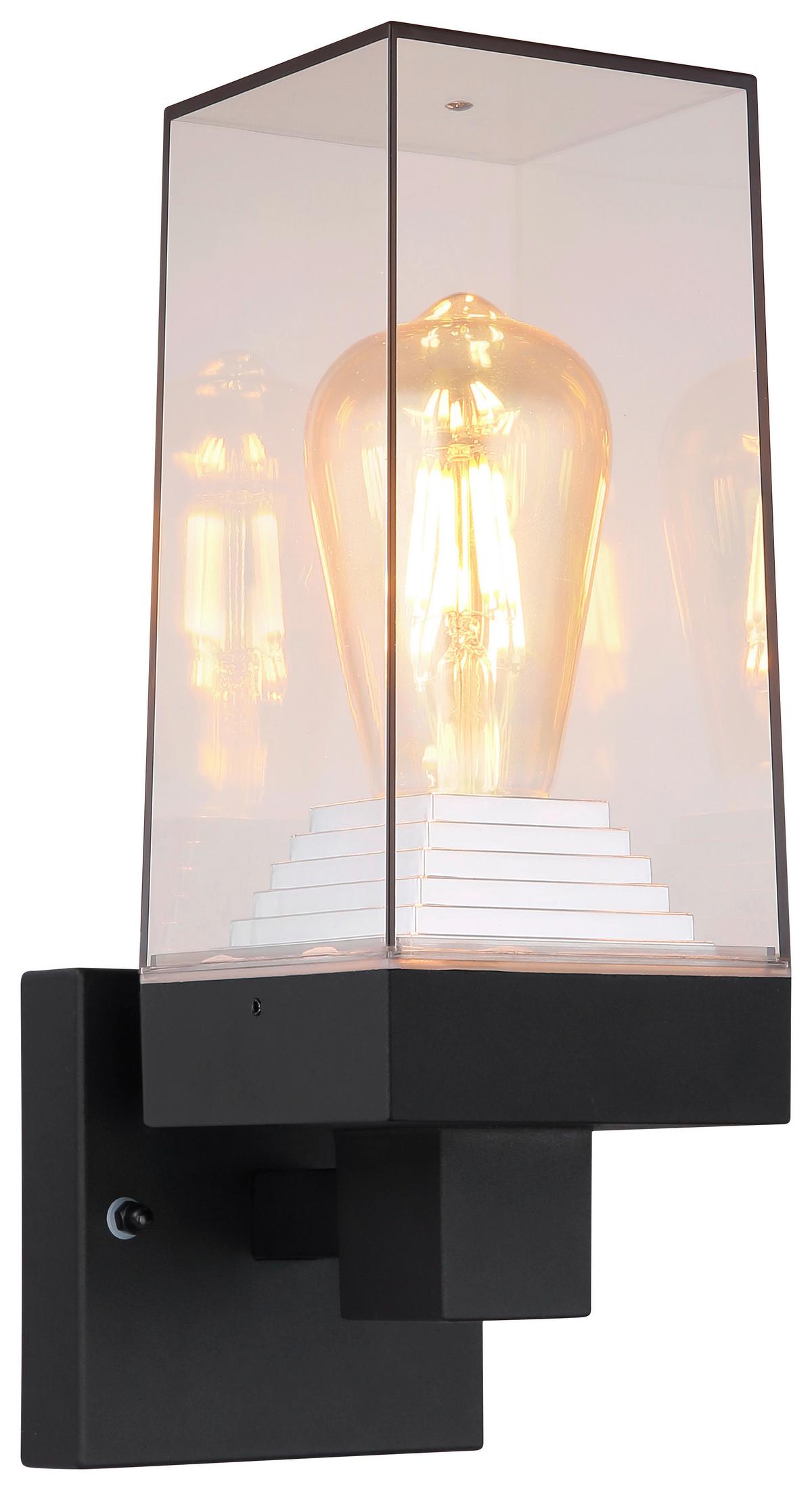 Außenleuchte 40 W Aluminium Wandmontage - Klar/Schwarz, Basics, Kunststoff/Metall (11/14/29cm) - Globo