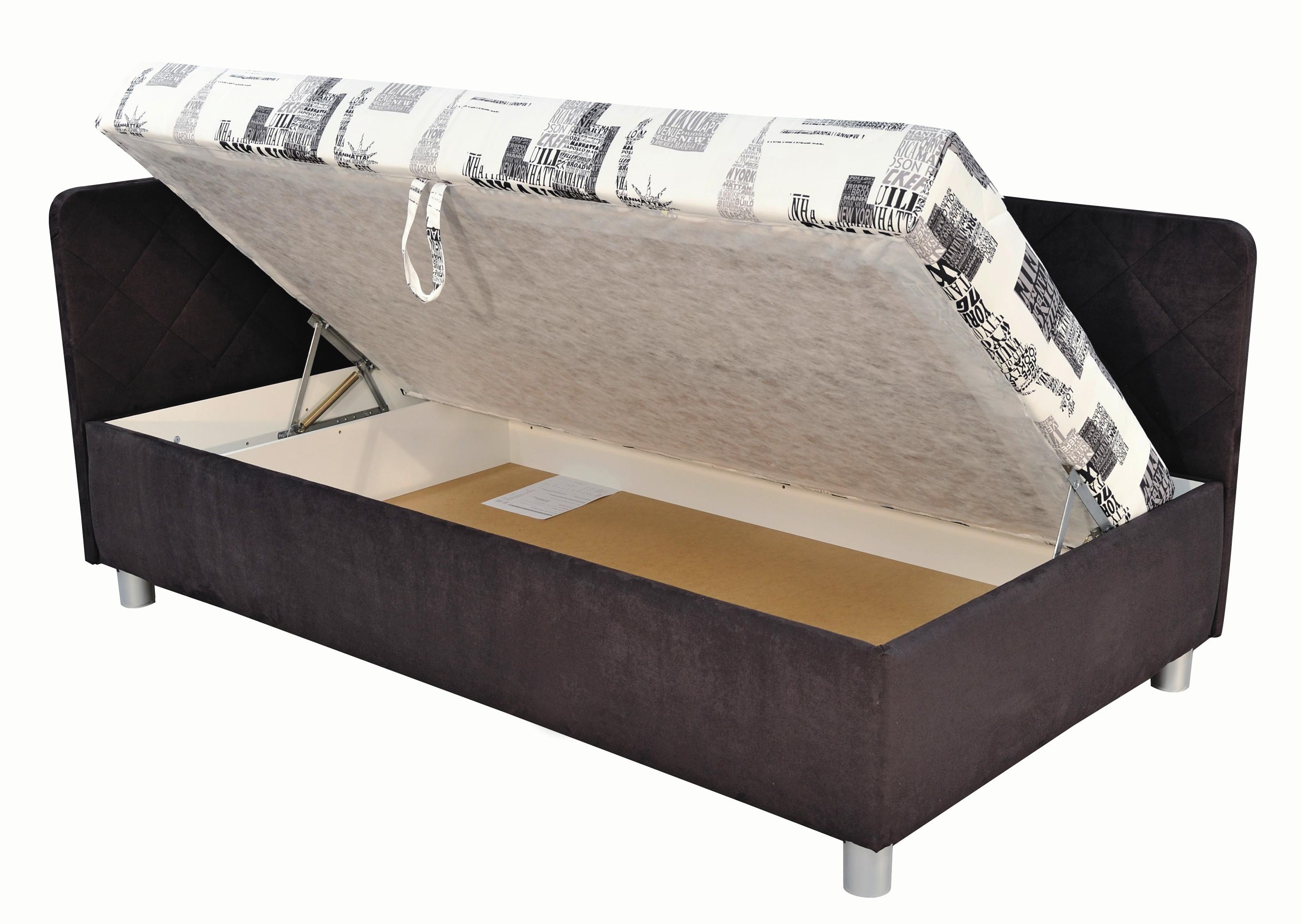 Čalouněná válenda s úložným prostorem Sorbona, 110x200 cm - šedá/bílá, Konvenční, textil/plast (110/200cm)