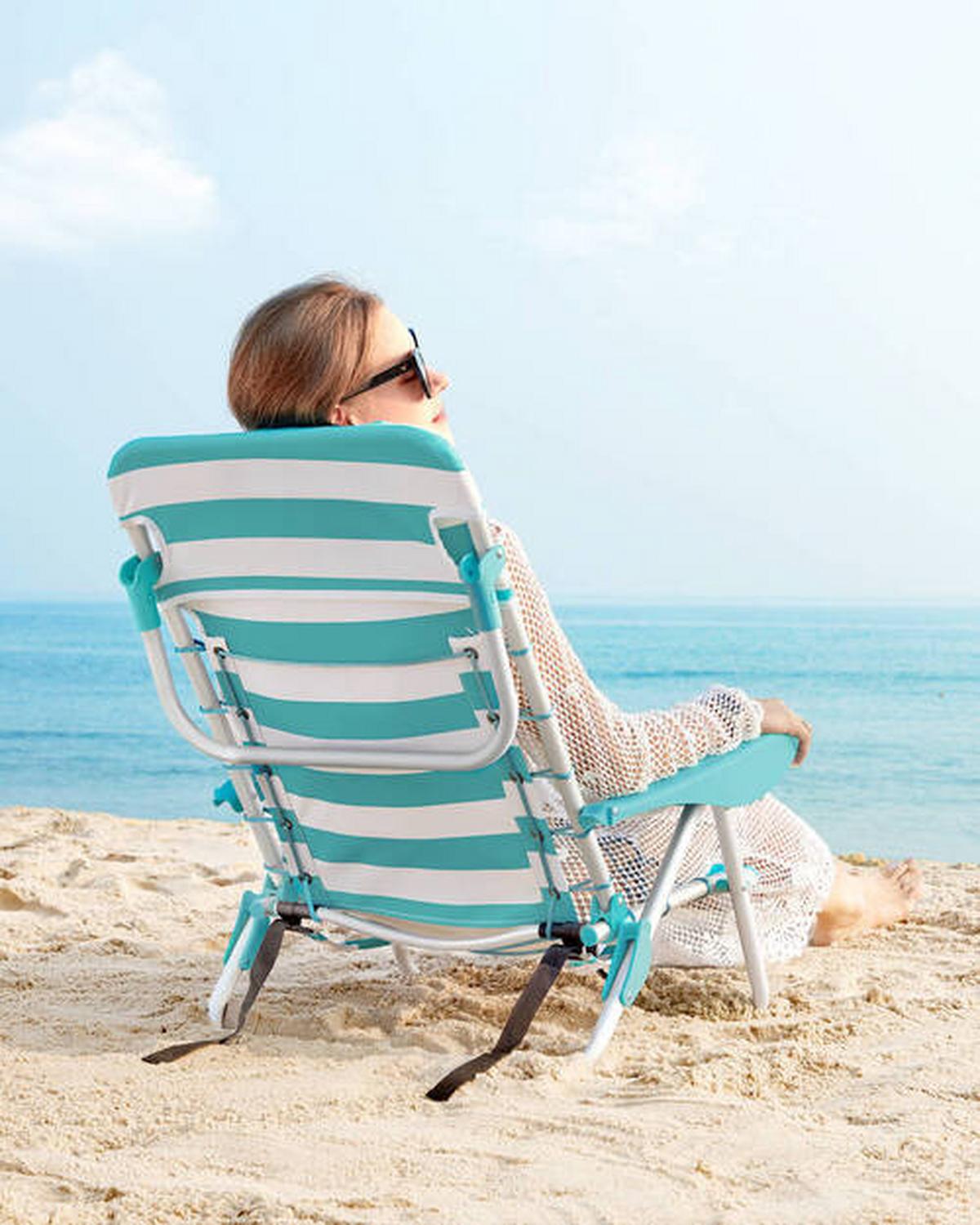 Strandsessel Weiß Mintgrün Klappbar, B: 63 cm - Weiß/Mintgrün, Basics, Textil/Metall (63/75/68cm) - Modante