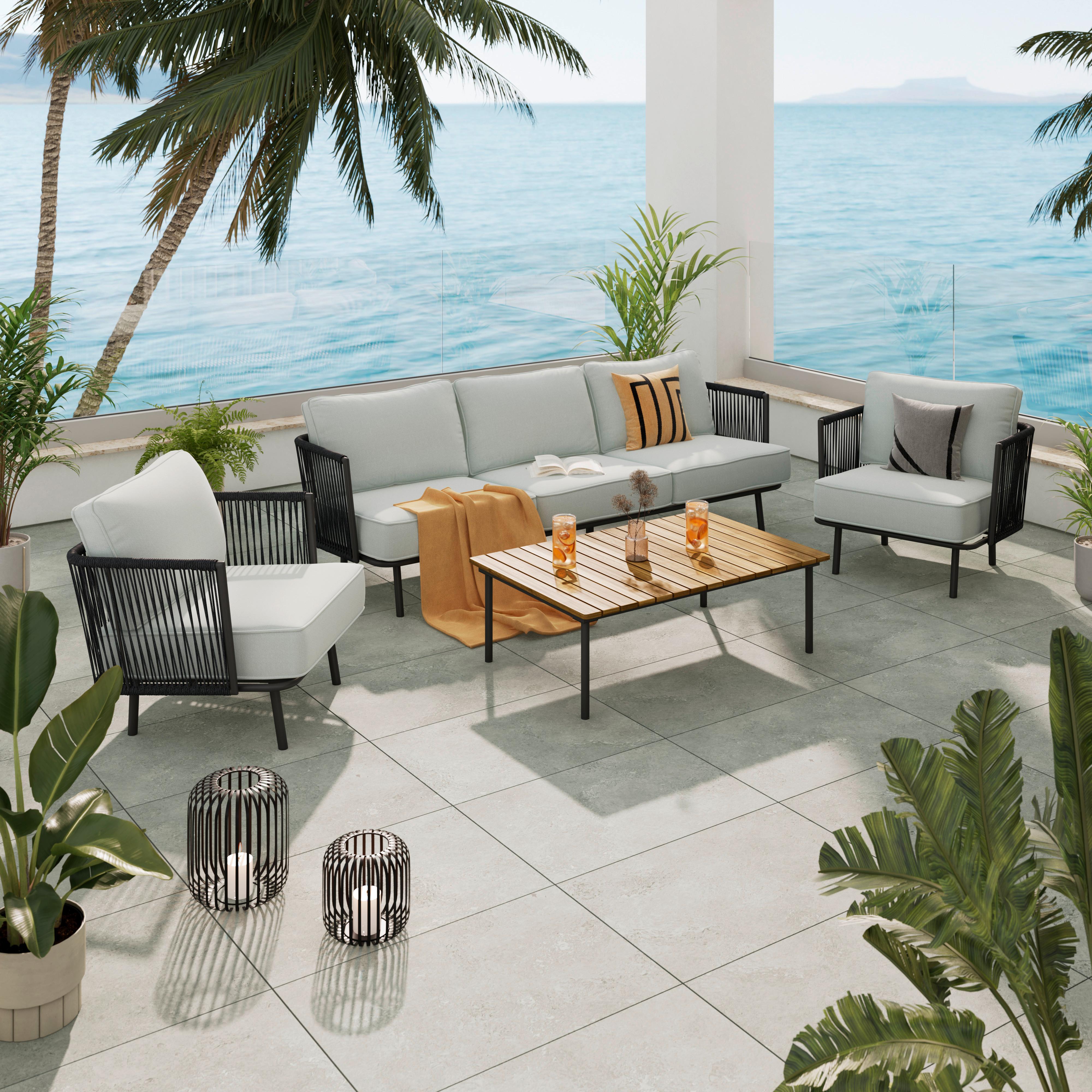 Loungegarnitur Montana - Schwarz/Naturfarben, MODERN, Holz/Kunststoff - Beldano