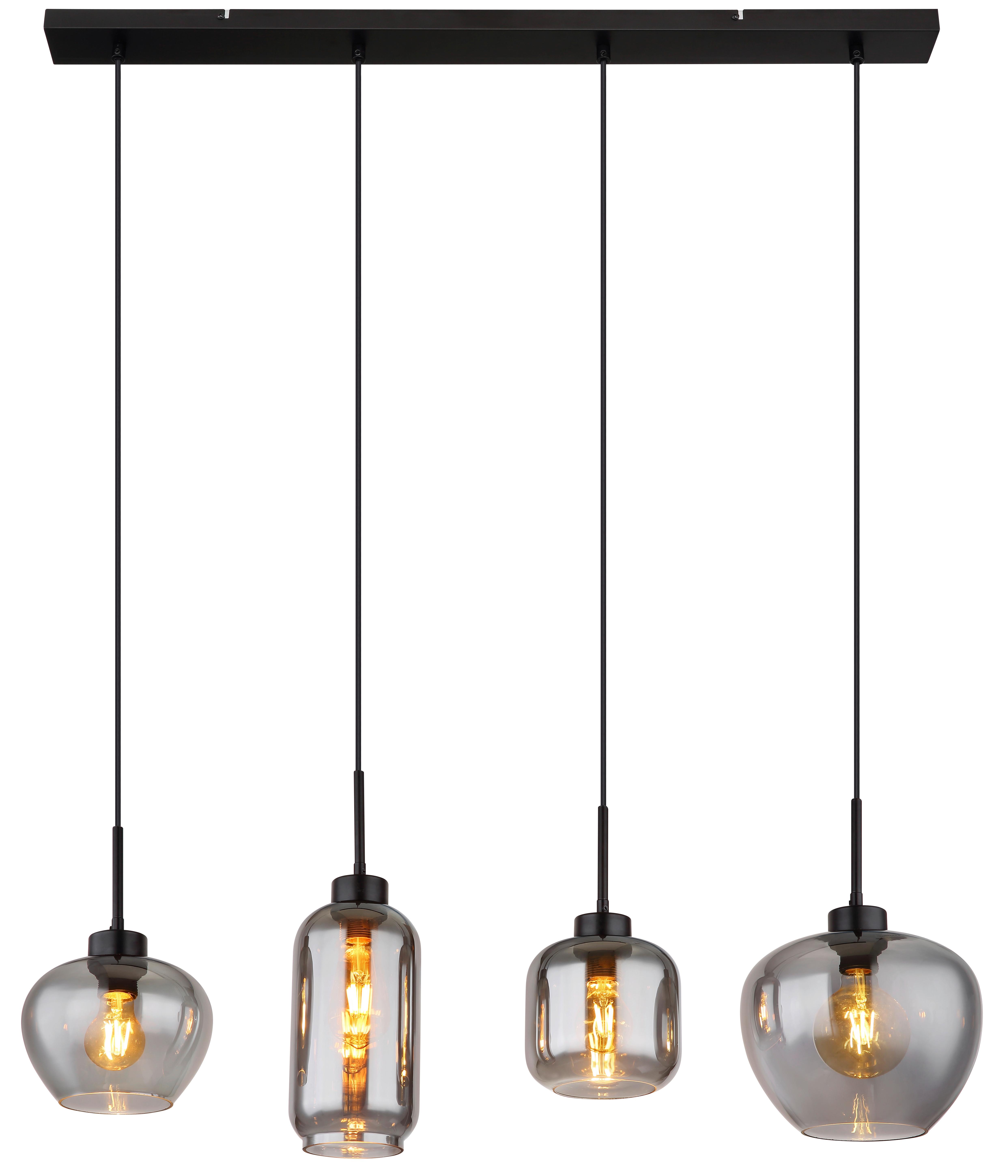 Hängeleuchte 4-Flammig Indoor - Schwarz, Design, Glas/Kunststoff (99,5/24/120cm) - Globo
