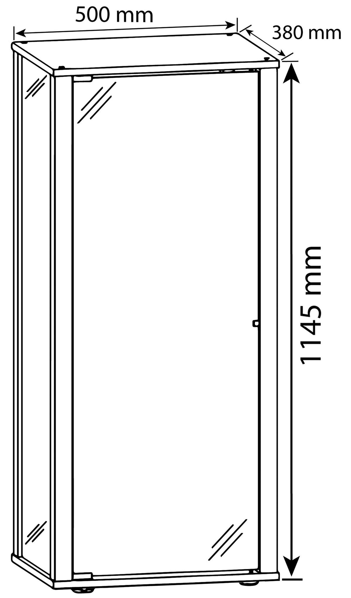 Vitrine Kavisa B: 50 Cm Silberfarben - Silberfarben/Schwarz, MODERN, Glas/Holzwerkstoff (50/114,5/38cm) - MID.YOU