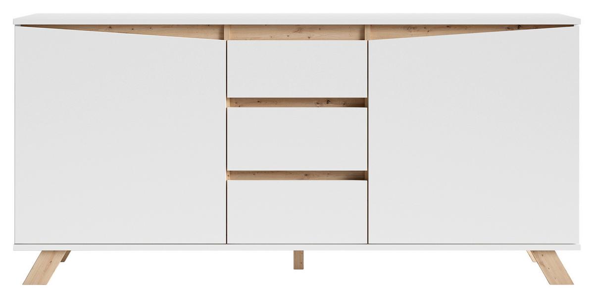Sideboard B:160 cm Valentin 02 Weiß/Artisan Eiche Dekor - Eiche Artisan/Weiß, MODERN, Holzwerkstoff (160/76/38cm) - MID.YOU