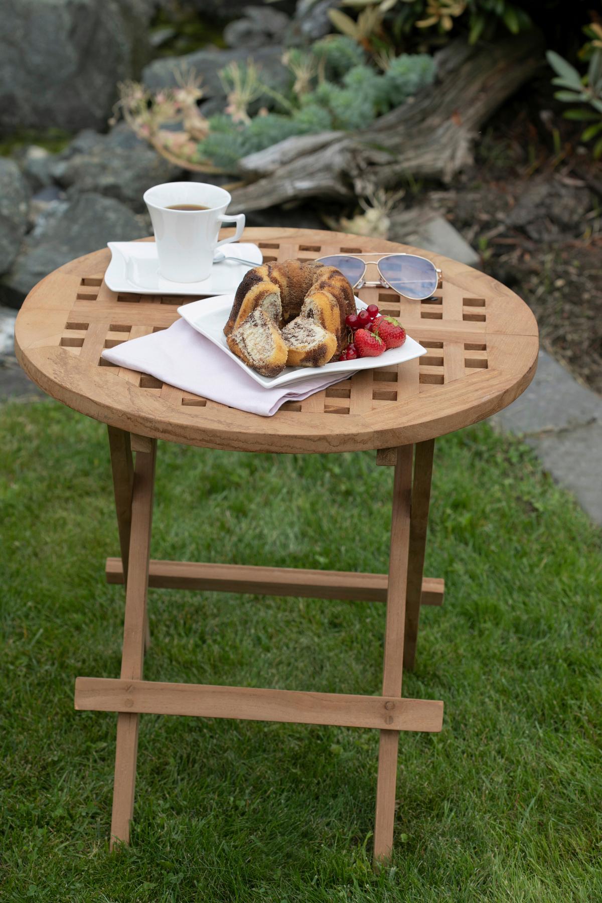 Gartentisch Klappbar Woodie Aus Teakholz L: 50 Cm - Teakfarben, Basics, Holz (50/50cm) - Gardenson