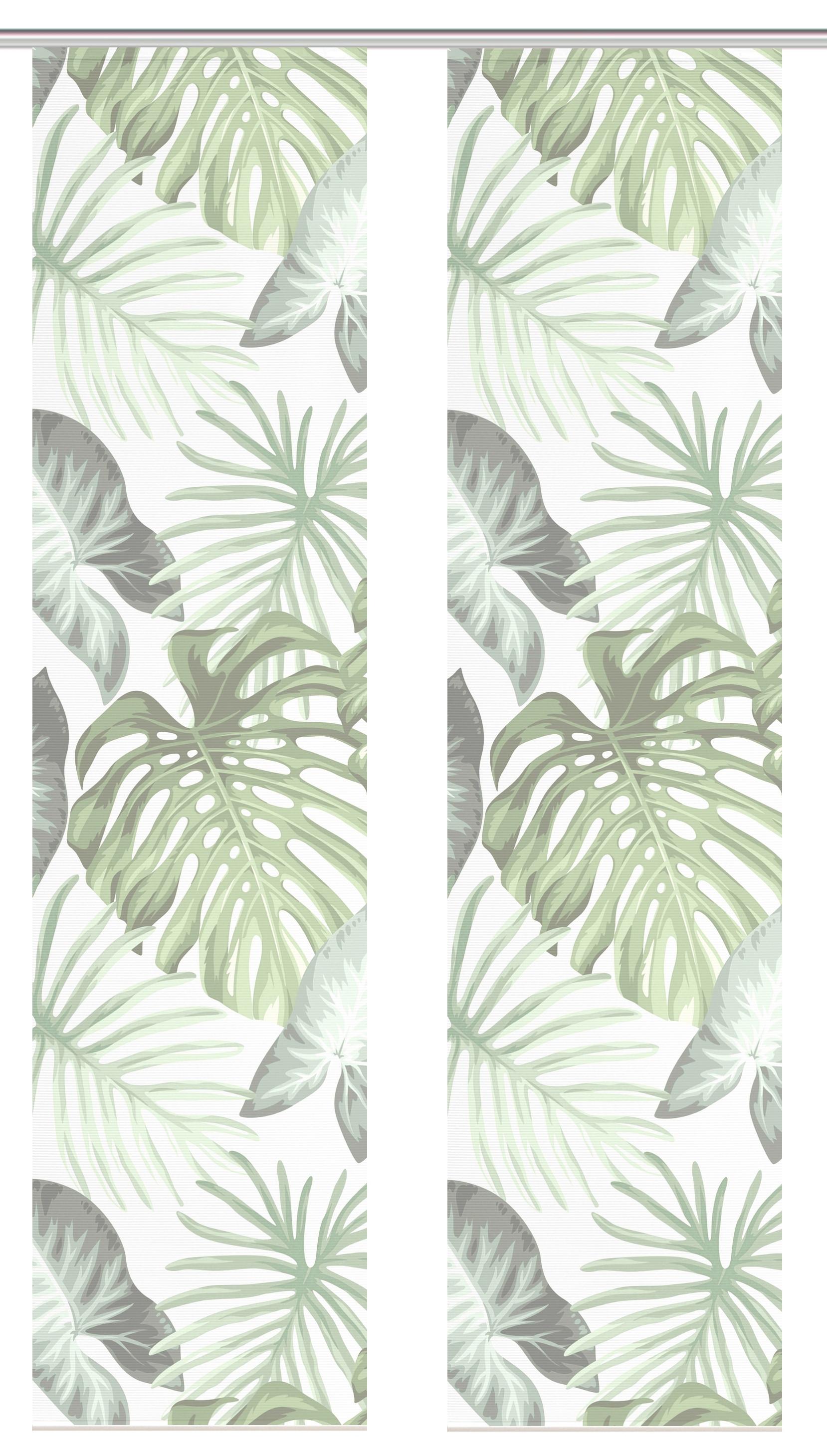 Flächenvorhang Sanja 2er Set - Grün, Natur, Textil (60cm)