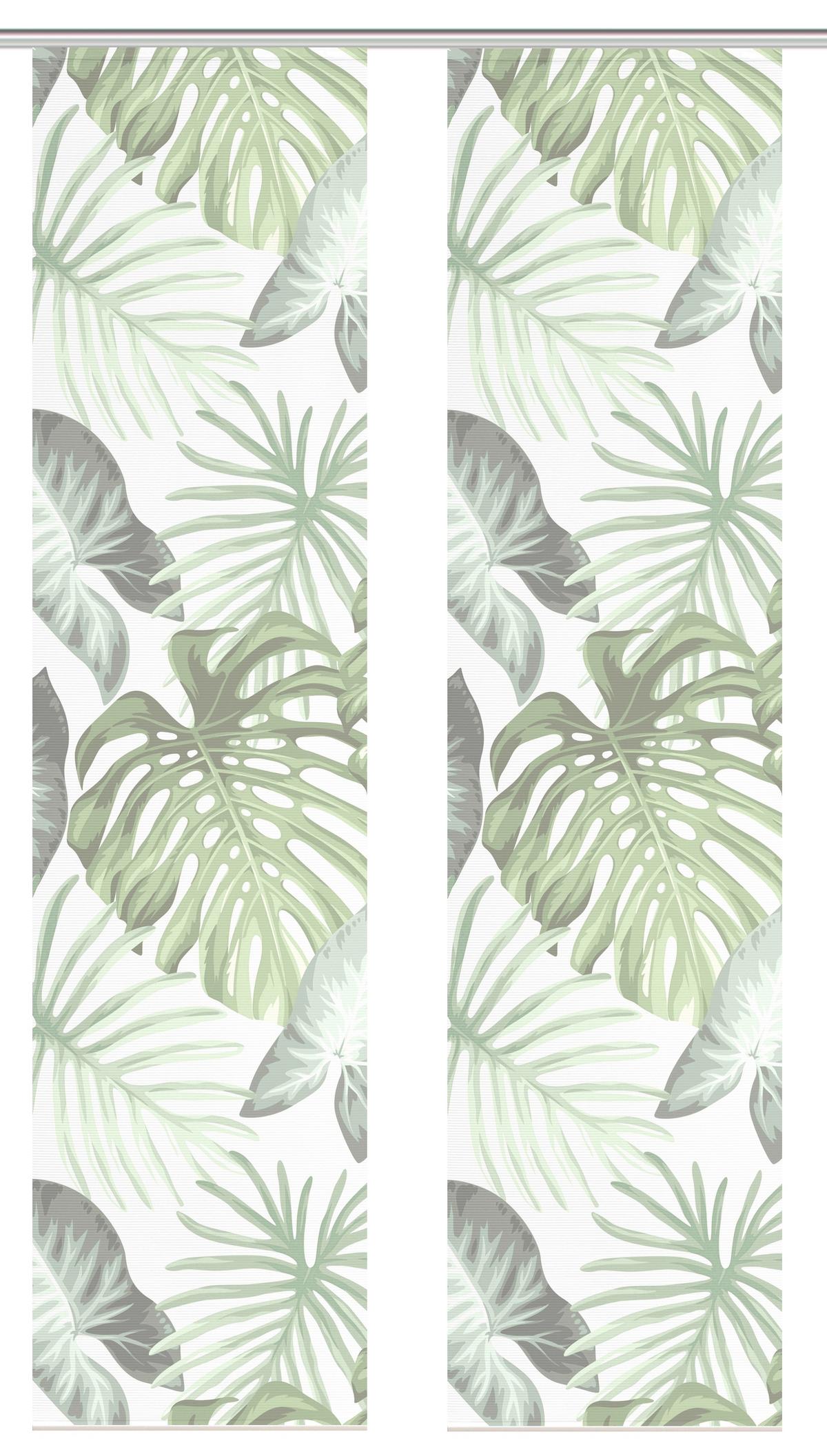 Flächenvorhang Sanja 2er Set - Grün, Natur, Textil (60cm)