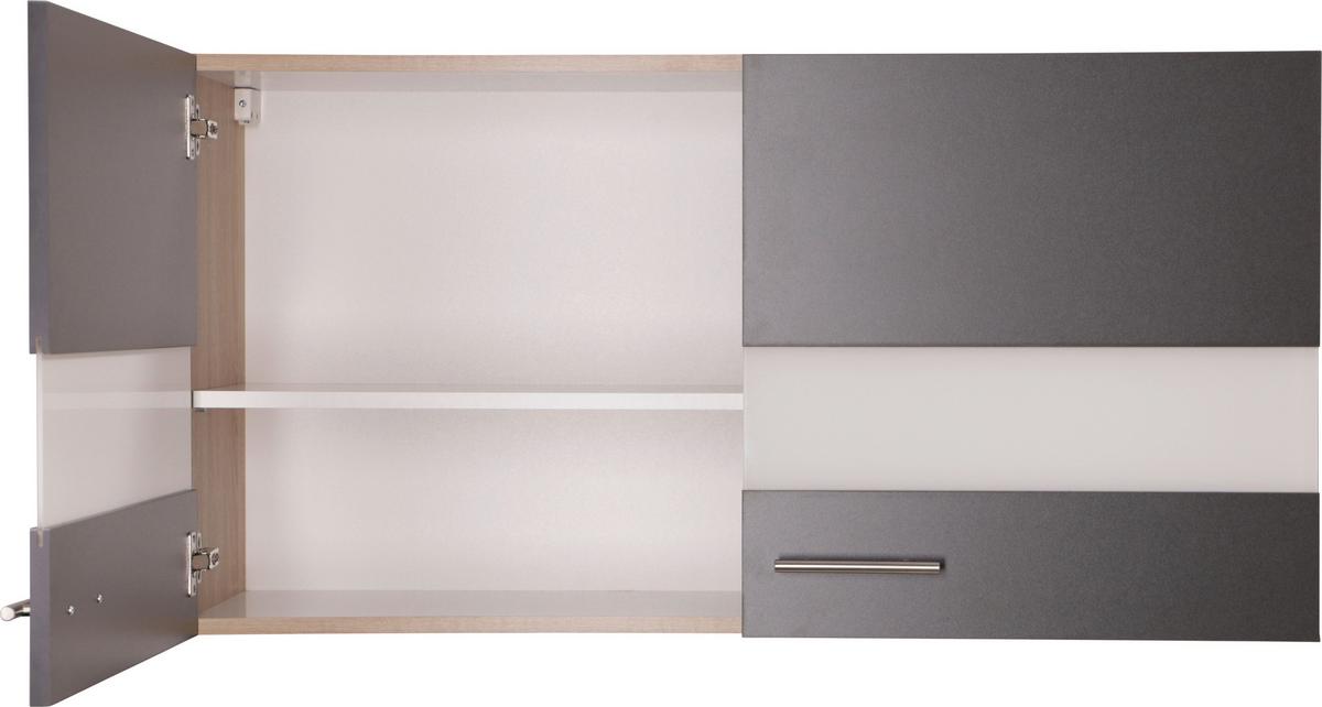 Küchenoberschrank Merle Grau/Eiche Dekor B:110cm - Eichefarben/Grau, Basics, Glas/Holzwerkstoff (110/56,1/34,6cm) - Respekta