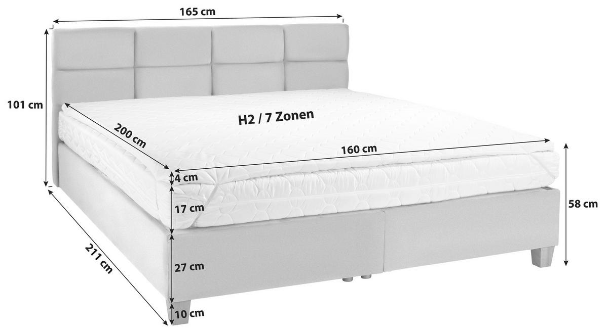 Polsterbett Mit Bettkasten 160x200 Bellagio Creme - Buchefarben/Creme, KONVENTIONELL, Holz/Textil (160/200cm)