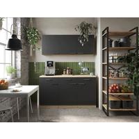 Miniküche Merle Schwarz, Eiche Dekor B: 150 cm - Eichefarben/Schwarz, Basics, Holzwerkstoff (150cm) - Respekta