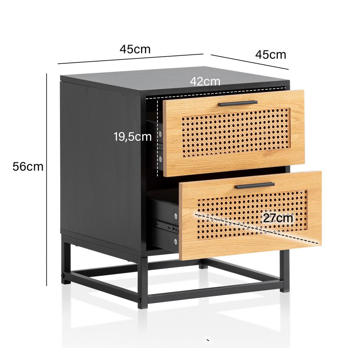 Nachtkästchen Wl6.829 - Schwarz/Braun, KONVENTIONELL, Holzwerkstoff (45/56/45cm) - Livetastic